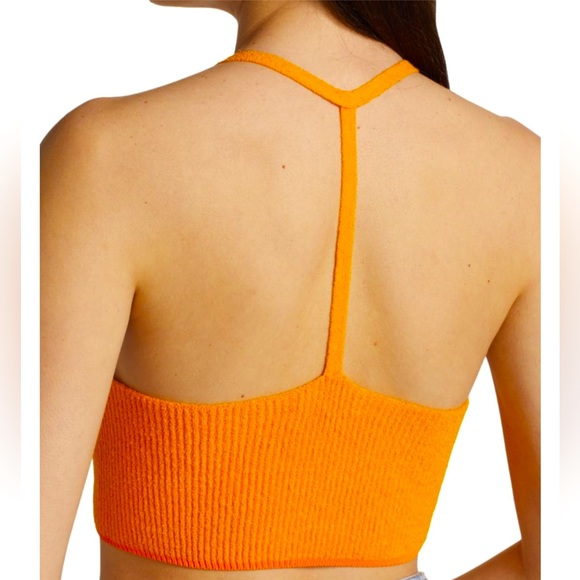NEW RAG AND BONE Soleil Stretch Ribbed Bra Top Size L Orange color - Picture 2 of 8